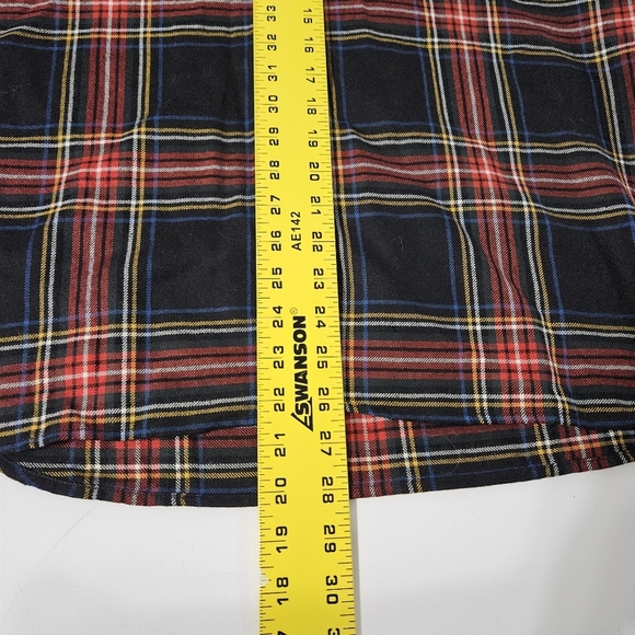 Vtg Lauren Jeans Co Wool Black Red Tartan Plaid Shirt Leather Elbow Patch Large - Picture 5 of 6